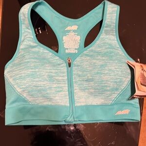 Avia Women's Seamless Zip Front Support Sports Bra blue Color Size LNWT